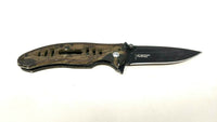 Wilcor Be Outdoors Folding Pocket Knife Plain Edge Liner Lock Rubber Coated Camo