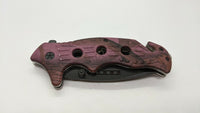 WarTech USA Tactical Folding Pocket Knife Spring Assisted Combo Liner SS Purple