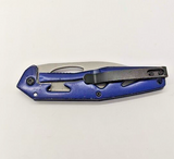 Unbranded Plain Edge Drop Point Blue Liner Lock Folding Pocket Knife W/Belt Clip