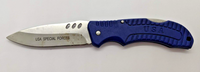 USA Special Forces Blue Plain Edge Drop Point Lock Back Folding Pocket Knife