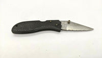 Baracuda Stainless Rostfrei Folding Pocket Knife Combo Edge Lockback Black Nylon
