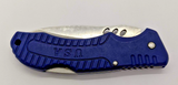 USA Special Forces Blue Plain Edge Drop Point Lock Back Folding Pocket Knife