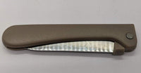 Haidragon Stainless Steel Folding Pocket Fruit Knife Plain Edge Tan Vinyl Handle
