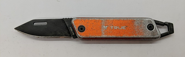 True 8cr13MoV Plain Clip Point Blade Orange Folding Pocket Knife