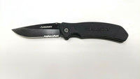 Husky 3 5/8" Combo Edge Blade Folding Pocket Knife Thumb Studs Belt Clip Black