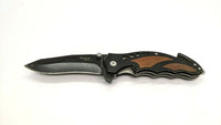 Appalachian Trail Survival Folding Pocket Knife Black Plain Liner Aluminum/Wood