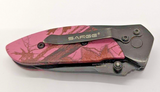Sarge SK-917PK Pink Camo Stainless Plain Edge Drop Point Folding Pocket Knife