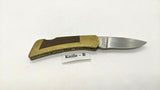 Vtg Gerber Portland OR 97223 Folding Pocket Knife Plain Lockback Wood & Brass