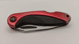 Sheffield Partially Serrated Drop Point Folding Pocket Knife  Red & Black Handle