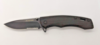 Schrade SCHCOM7 Black Combo Edge Liner Lock Rubber Handle Folding Pocket Knife