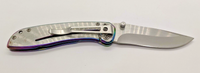 Frost USA Plain Edge Drop Point Design Handle Rainbow Edges Folding Pocket Knife