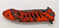 Remington 2002 Orange Camo Plain Edge Drop Point Liner Lock Folding Pocket Knife