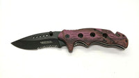 WarTech USA Tactical Folding Pocket Knife Spring Assisted Combo Liner SS Purple