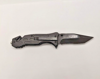 Unbranded GK22 Clip Point Combination Blade Tactical Black Folding Pocket Knife