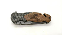BearCraft Outdoor Survival Folding Pocket Knife Carbon Fiber Design Wood Insert