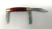 Frost Family Stockman Folding Pocket Knife 3 Pin Jigged Bone w/Brass Bolsters