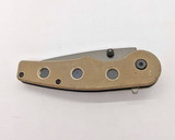 Unbranded Tanto Point Combination Blade Tan Handle Folding Pocket Knife