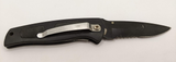 Frost Cutlery Stainless Steel Folding Pocket Knife Black on Black Rubber Accent