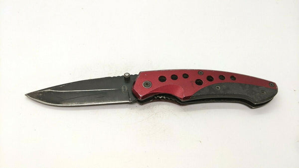 Frost Cutlery Stainless Steel Folding Pocket Knife Plain Liner G10 Insert Red