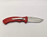 Unbranded Drop Point Plain Edge Red Black Handle Liner Lock Folding Pocket Knife