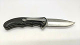 NWTF Folding Pocket Knife Plain Edge Liner Lock Black GFN Finger Grip Handle