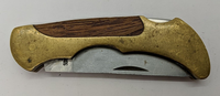 Vintage Unbranded Lockback Plain Straight Back Blade Gold Color Pocket Knife