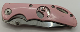 Elk Ridge Custom Designs Light Pink Emblem Folding Pocket Knife Stainless Steel