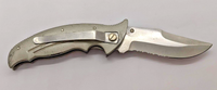 Jaguar Partially Serrated Clip Point Liner Lock Folding Pocket Knife Belt Clip