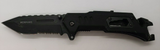 Wermars Liner Lock Combination Tanto Point Blade Black Folding Pocket Knife