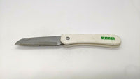 Rimei Folding Chef's Knife White Plastic Handle Plain Stainless Steel Wharncliff