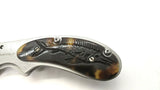 Sheffield #12705 Folding Pocket Knife Wood Insert Stainless Steel Plain Frame