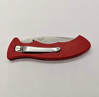 Unbranded Drop Point Plain Edge Red Black Handle Liner Lock Folding Pocket Knife