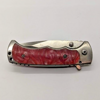 Unique Unbranded Drop Point Plain Edge Pink Marble Handle Folding Pocket Knife