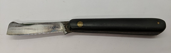 Vintage Unbranded Plain Sheepsfoot Blade Black Color Wood Handle Pocket Knife