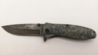 AI Blades Brand Folding Pocket Knife Plain Edge Camo Handle Drop Point Blade