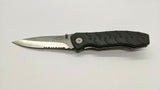 Frost Cutlery Large Folding Pocket Knife Combo Edge Liner Lock Black ABS Handle