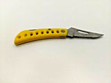 Appalachian Trail Folding Pocket Knife Single Combo Edge Lockback Yellow Plastic