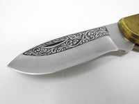 Bora Single Blade Engraved Folding Hunting Knife