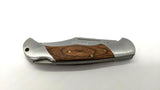 Lion Tools #6590 Stainless Folding Pocket Knife Plain Edge Lockback Wood w/SS