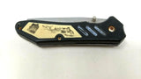 Frost Cutlery Stainless Folding Pocket Knife Wolf Scene Nylon Combo Liner Black