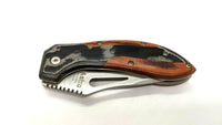 Astro Pneumatic 9241 Folding Pocket Knife Plain Edge Liner Lock Fiberglass Wood