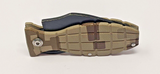 Humvee Folding Pocket Knife Plain Edge Drop Point Slipjoint Grenade Handle SS