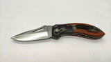 Astro Pneumatic 9241 Folding Pocket Knife Plain Edge Liner Lock Fiberglass Wood
