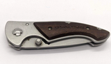 Ozark Trail Folding Pocket Knife Stainless Steel Plain Edge Frame Wood Inlay