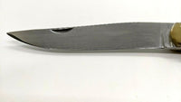 Mongin Pliant Corne Blonde Inox Folding Pocket Knife Horn Scales w/Leather Pouch