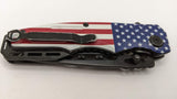 G+W Stainless Steel Folding Pocket Knife American Flag Handle Drop Point Plain