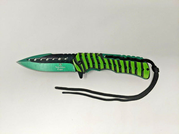 Snake Eye 3CR13Folding Pocket Knife Plain Blade Paracord in Handle Black