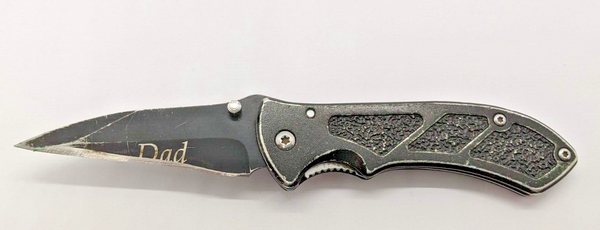 Winchester "Dad" Plain Edge Drop Point Liner Lock Black Folding Pocket Knife