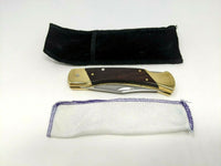 Vtg Schrade+ LB-7 4 Pin 1978 S/N 502339 Folding Pocket Knife Lockback Wood/Brass