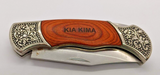 Unique Plain Edge Drop Point Engraved Wood "Kia Kima" With Detailed Handle Knife